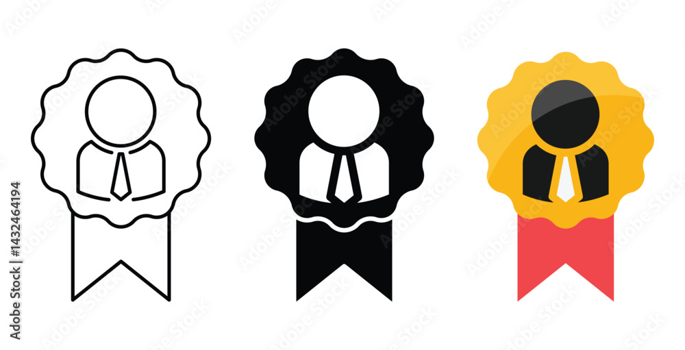 Award Employee Worker Icon Set Award Employee Worker Icon Set