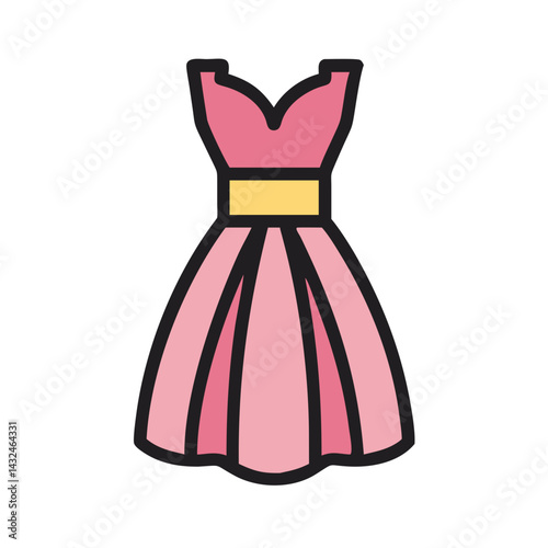 Elegant Party Dress Icon Design