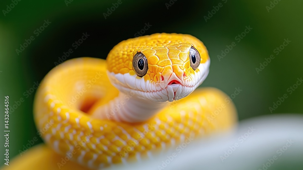 Fototapeta premium Close-up of a vibrant yellow snake