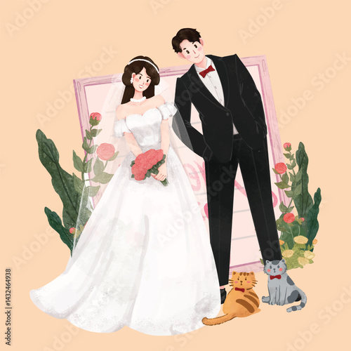 Wedding Day Joy with Feline Friends