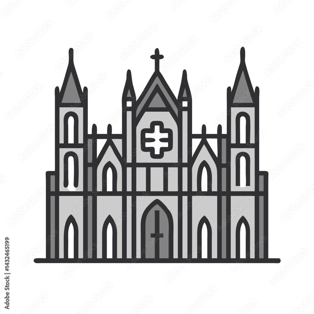 Fototapeta premium Gothic Cathedral Architecture Icon Design