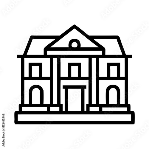 Historic Mansion Front View Icon Design