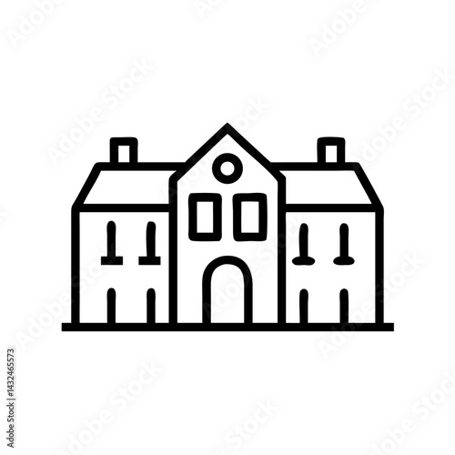 Historic Mansion Front View Icon Design
