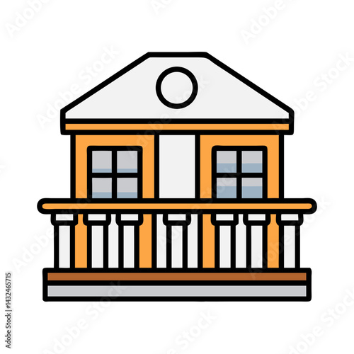 House with Picket Fence Icon Design