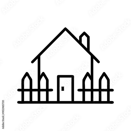 House with Picket Fence Icon Design