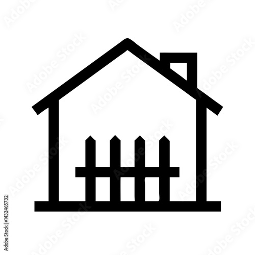 House with Picket Fence Icon Design
