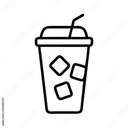 Iced Beverage Cup with Cubes Icon Design