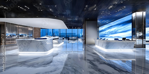 Modern Marble Lobby Design with City Views