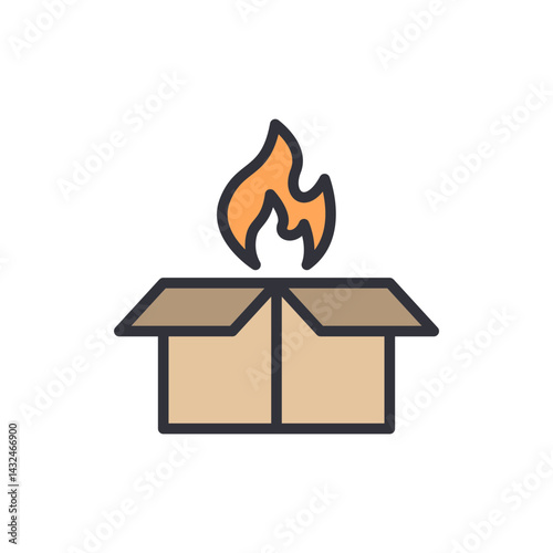 Combustible box colored icons, minimalist vector illustration ,simple transparent graphic element .Isolated on white background