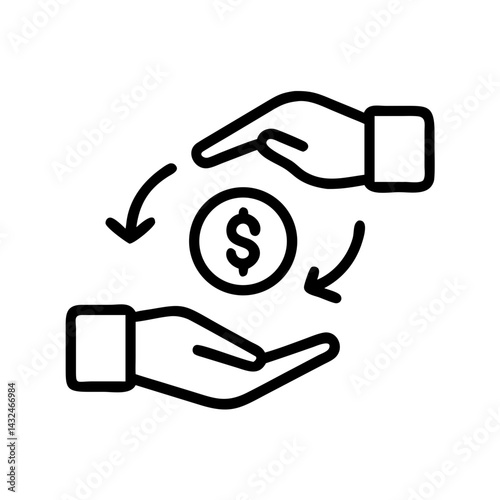 Money Exchange Hand Transfer Icon Design