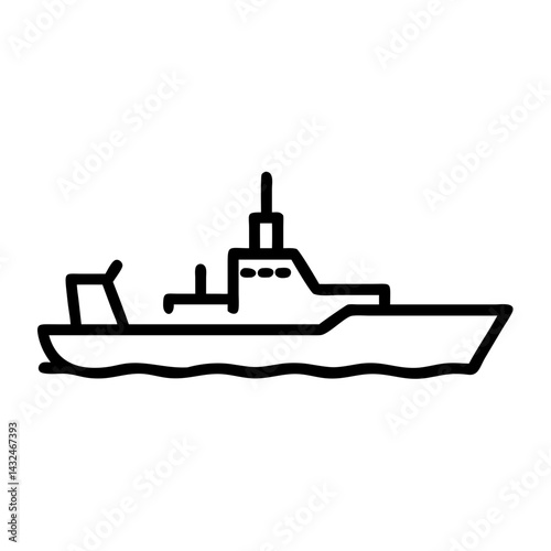 Navy Warship or Battleship Icon Design