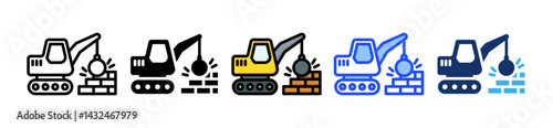 Demolition Icon Collection With Multiple Styles