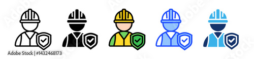 Construction Safety Icon Collection With Multiple Styles