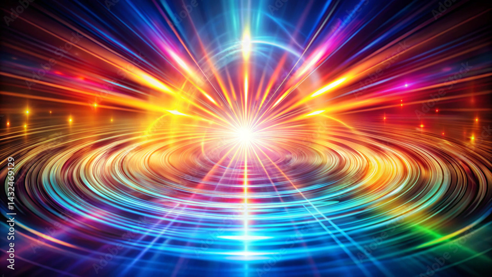Obraz premium 幻想的な虹色の光線、放射のイメージ