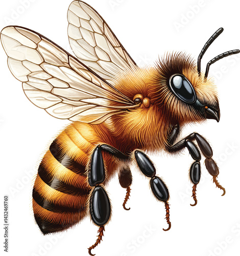 Bee vector illustration on white background
