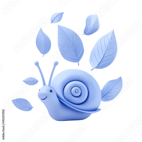 Adorable Cartoon Snail with Falling Leaves 3D Rendered Illustration Cute Animal Nature Scene