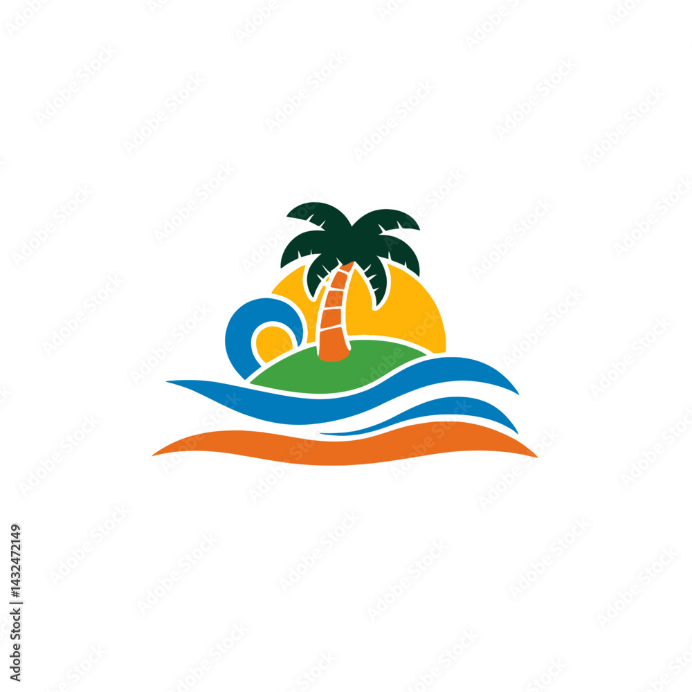 Fototapeta premium Tropical Paradise Logo vector tustratien