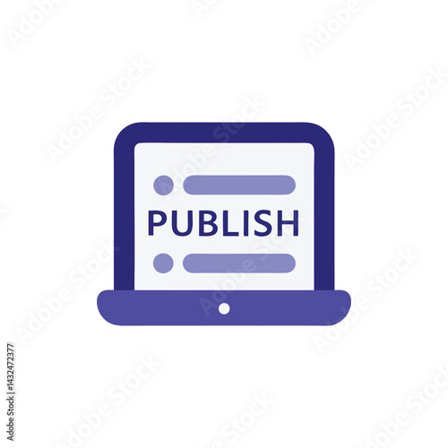 Laptop Publish Button Icon Digital Content Publication
