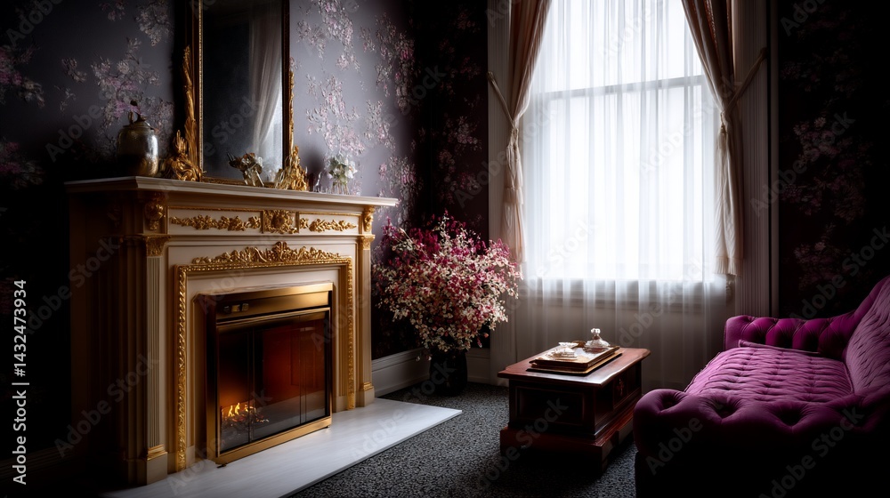 custom made wallpaper toronto digitalElegant room with fireplace and window
