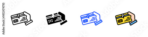 Broken Credit Card Icon Collection With Multiple Styles