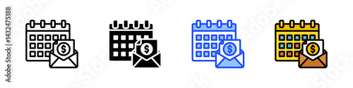 Paycheck Date Icon Collection With Multiple Styles