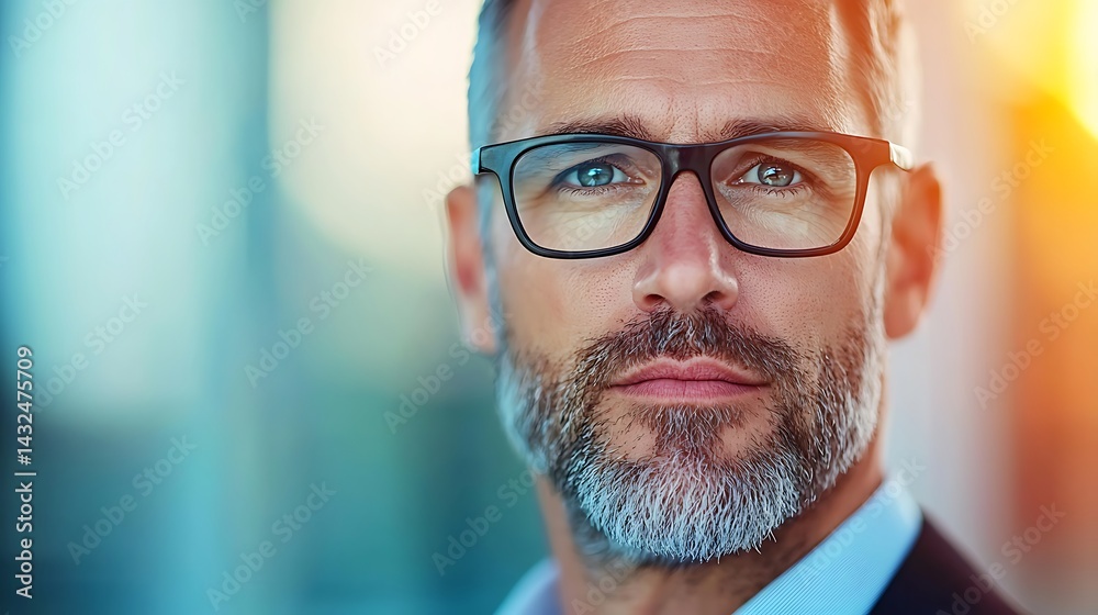 Portrait of Confident Man with Gray Beard and Glasses Portrait of Confident Man with Gray Beard and Glasses