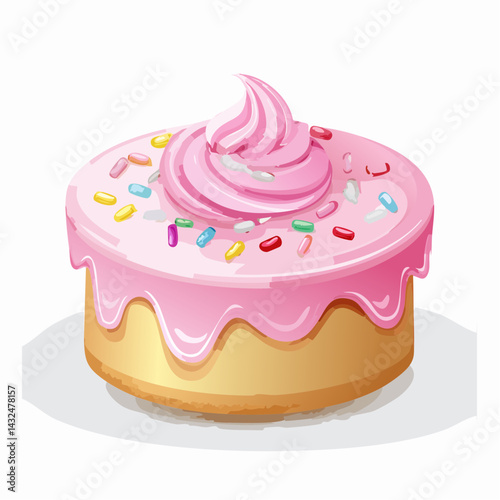 Pink icing and sprinkles on white background