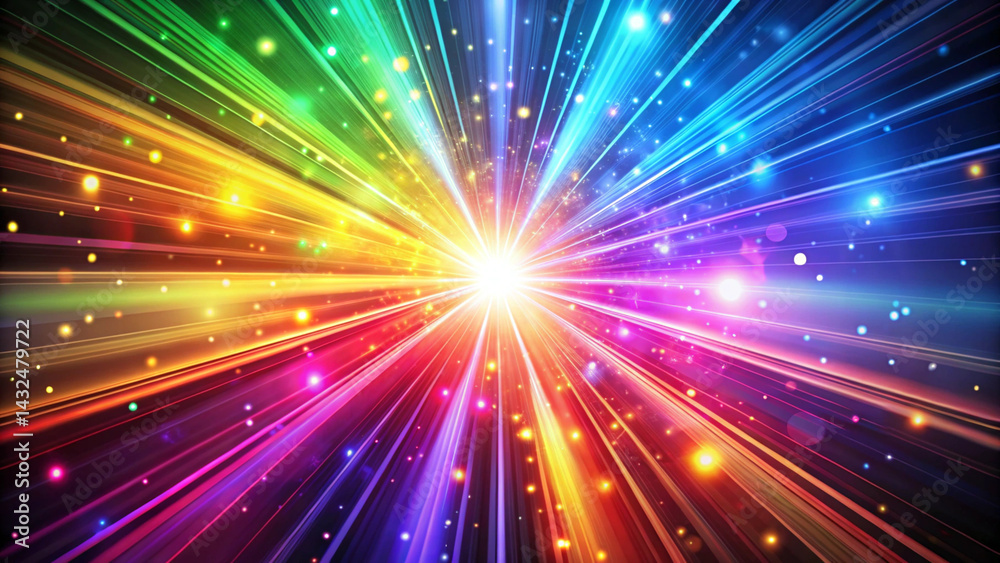 Fototapeta premium 幻想的な虹色の光線、放射のイメージ