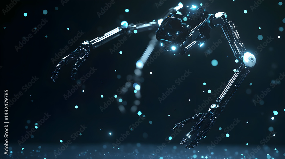 Fototapeta premium Robot Arm Reaches, Grasps, Explores, Darkly