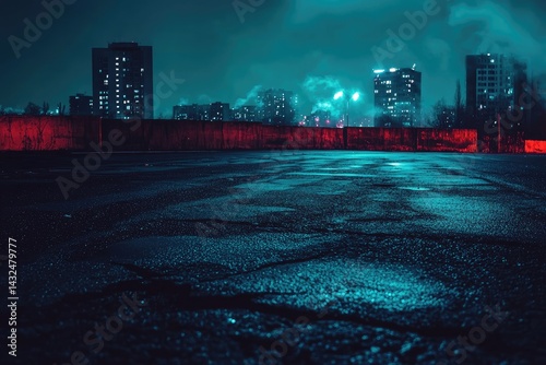 Urban rooftop at night