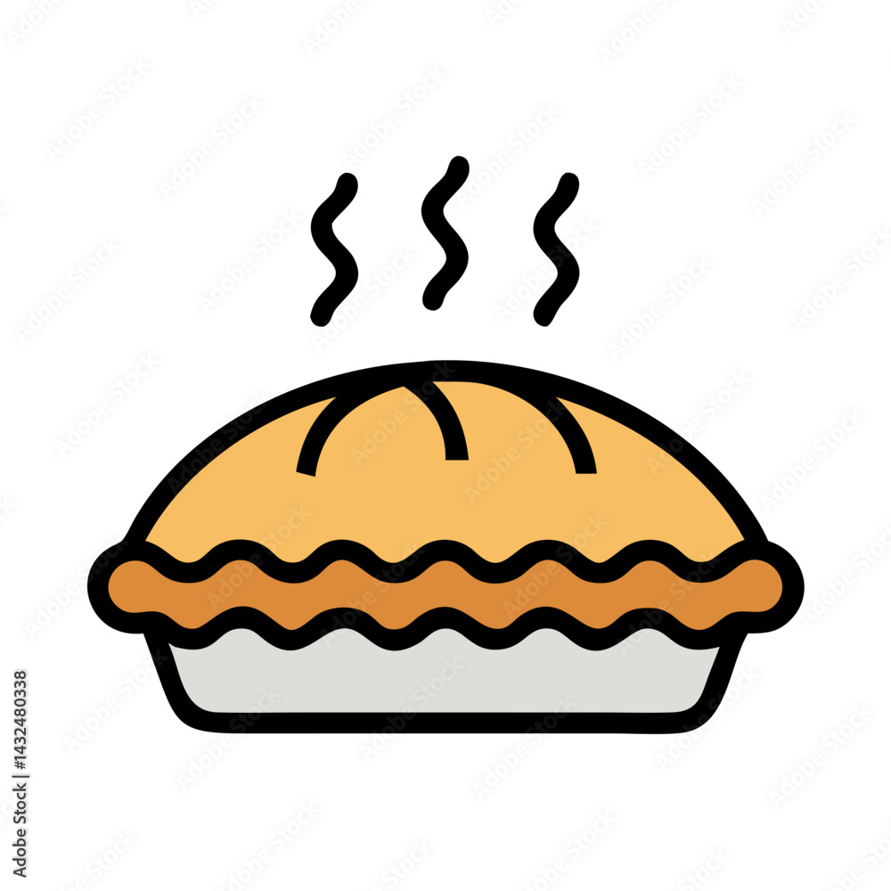 Fototapeta premium Pie with Crimped Crust Icon Design