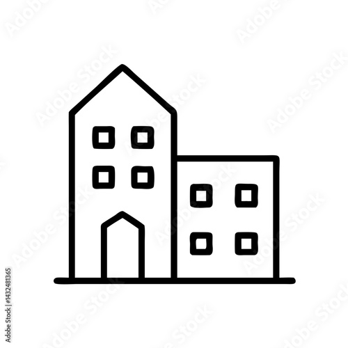 Residential Block Apartments Icon Design