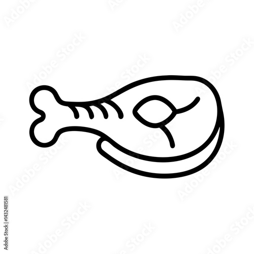 Salmon Steak with Bone Icon Design