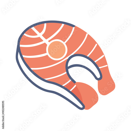 Salmon Steak with Bone Icon Design