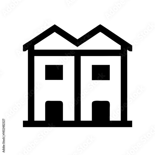 Small Duplex House Unit Icon Design
