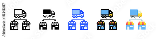 Distribution Icon Collection With Multiple Styles