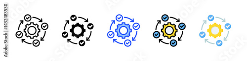 Business Process Icon Collection With Multiple Styles
