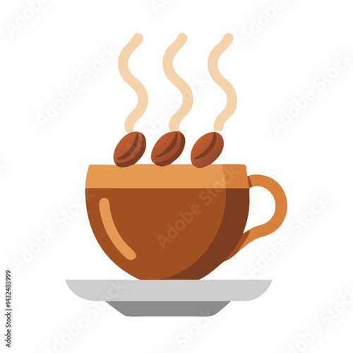 Stirred Coffee Beans Cup Icon Design