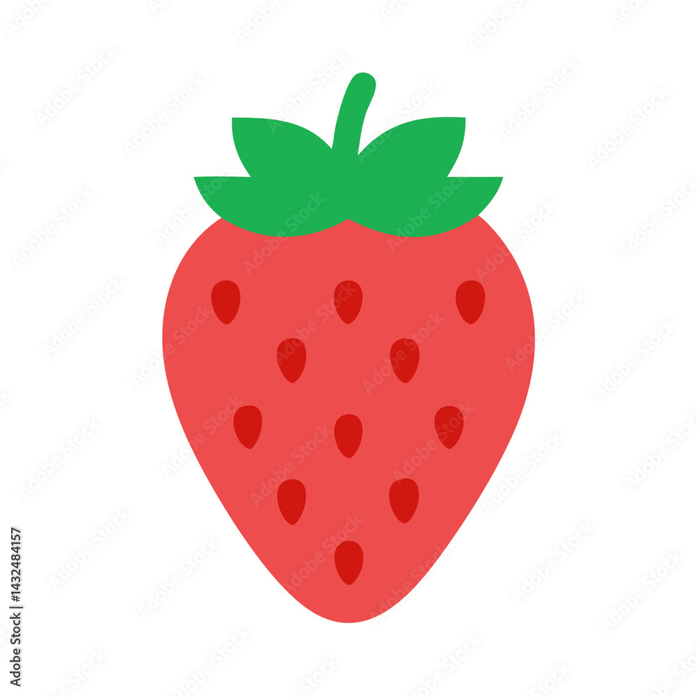 Fototapeta premium Strawberry with Leaf Top Icon Design