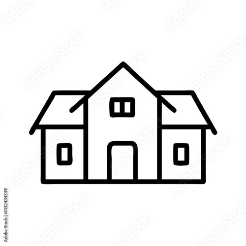Suburban Single Family House Icon Design