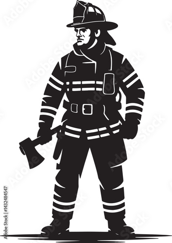 Firefighter silhouette vector illustration