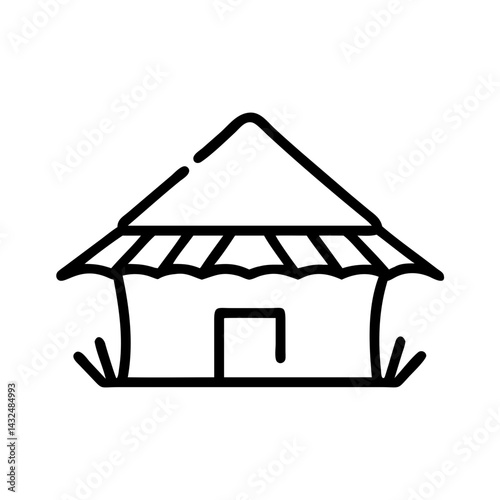 Thatched Roof Hut Icon Design