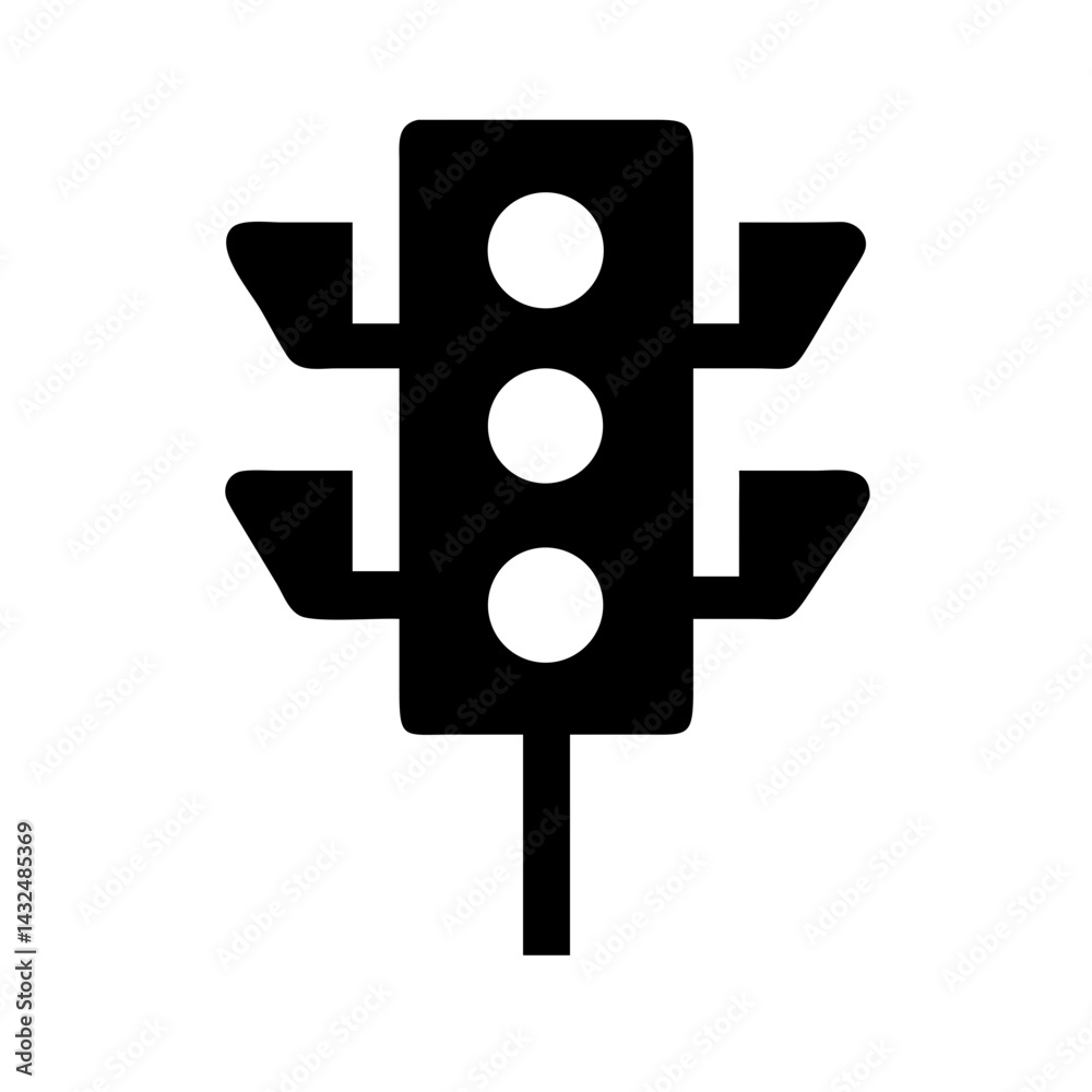 Traffic Signal Light on Pole Icon Design Traffic Signal Light on Pole Icon Design