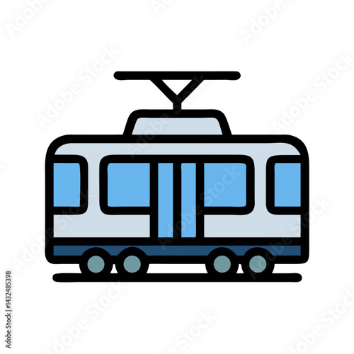 Tram or Streetcar Vehicle Icon Design