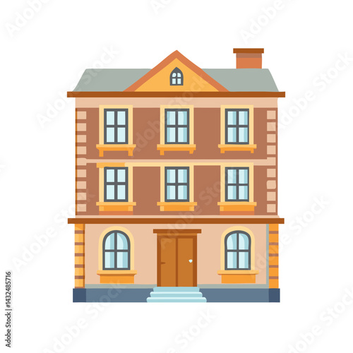 Vintage Townhouse Architecture Icon Design
