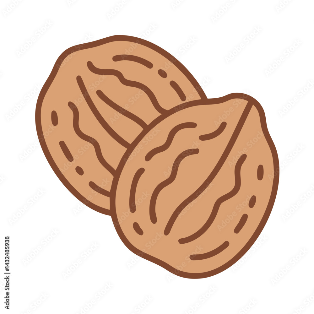 Walnuts with Shell Texture Icon Design Walnuts with Shell Texture Icon Design