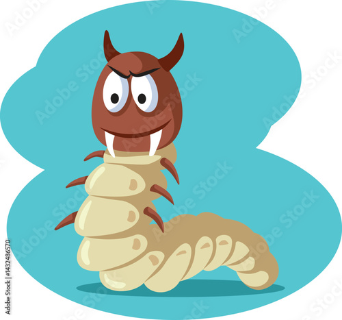 Illustration of a Woodworm Vector Cartoon Character. Funny mascot design of a pest insect 