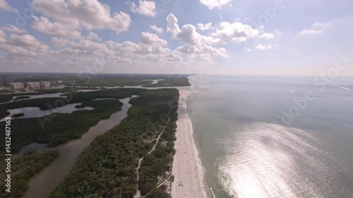 Wallpaper Mural High aerial footage of Delnor-Wiggins state beach. The footage moves backwards along the beach with the sea on the right and trees and river on the left. Torontodigital.ca
