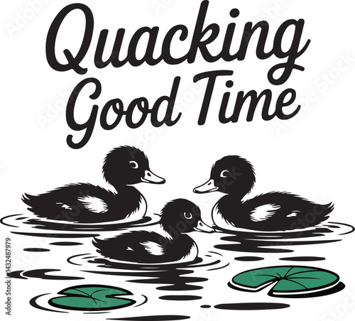 Quirky Duckling Pond Art – Cute Duck Illustration