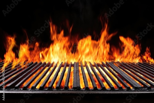 Hot grill with flames (1) photo